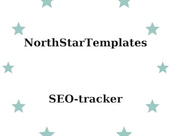 May include: White background with a circle of light blue stars. The text "NorthStarTemplates" is centered above the text "SEO-tracker" in a bold, black font.