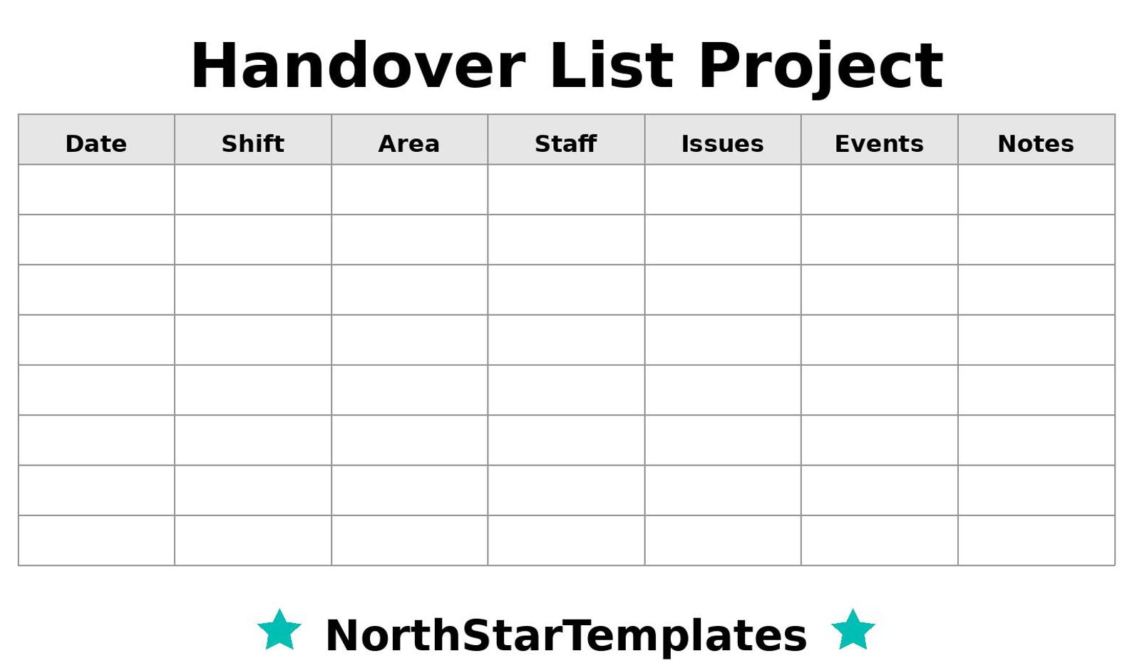 Hand Over List Pattern Handover List - Project Premium Printable and Editable Template DE EN ...