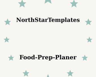 May include: A light beige background with a ring of teal stars surrounding the text "NorthStarTemplates" above "Food-Prep-Planer" in a black, sans-serif font. The overall design is simple and clean.