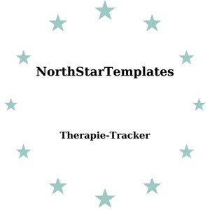 May include: White background with a ring of light teal stars. The text "NorthStarTemplates" is centered above "Therapie-Tracker" in black, sans-serif font.