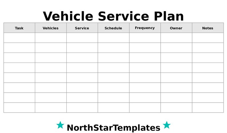 Vehicles Service Plan Premium Printable and Editable Template DE EN ES ...