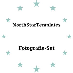 May include: White background with a ring of light teal stars surrounding the text "NorthStarTemplates" above "Fotografie-Set" in black, sans-serif font.