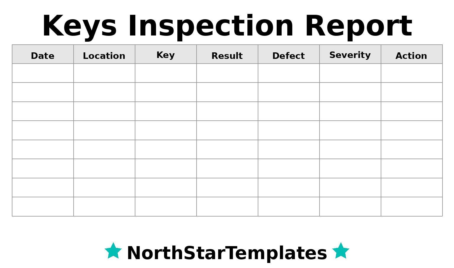 Keys Inspection Report Premium Printable and Editable Template DE EN ES ...