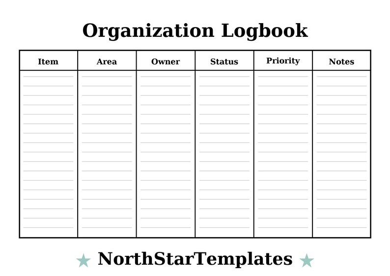 Organization Logbook Premium Printable and Editable Template DE EN ES ...