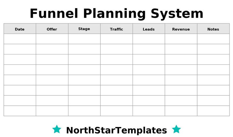 Funnel Planning System Premium Printable and Editable Template DE EN ES ...