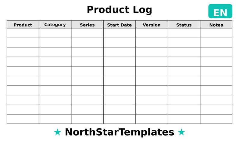 Product Log Premium Printable and Editable Template DE EN ES - Etsy Canada