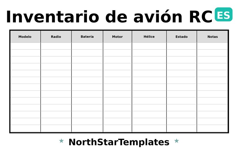 Rc Airplane Inventory Premium Printable and Editable Template DE EN ES ...