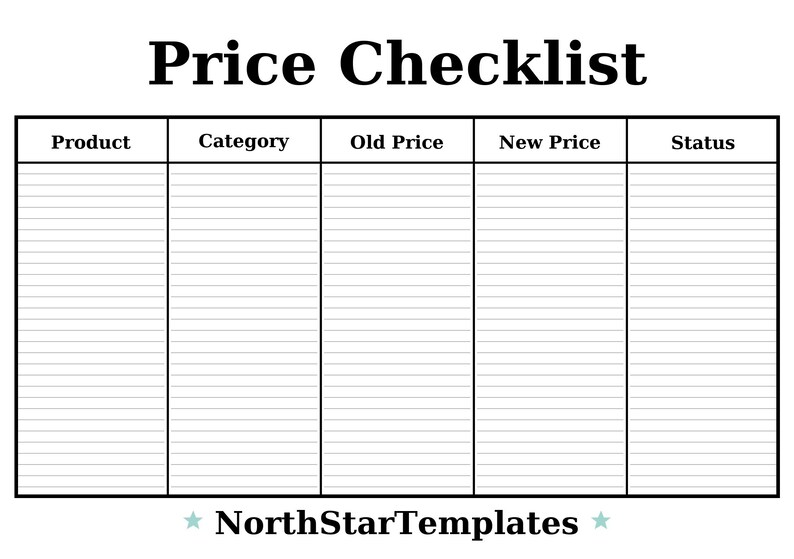 Price Checker List.pdf Price Checklist — Premium Printable & Editable Template DE EN ES - Etsy