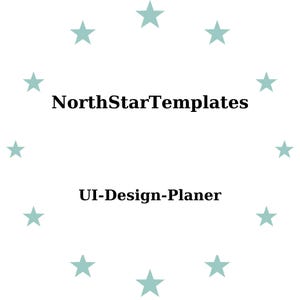 May include: A white background with a circle of pale turquoise stars. The text "NorthStarTemplates" is above "UI-Design-Planer" in black.