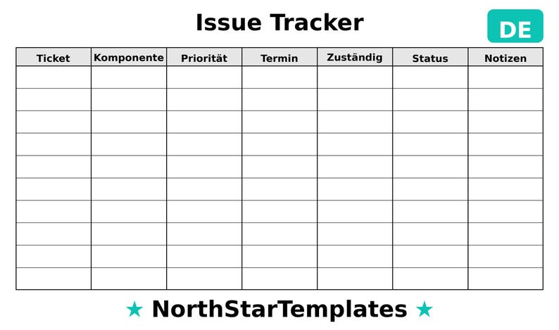 Issue Tracker Premium Printable and Editable Template DE EN ES - Etsy