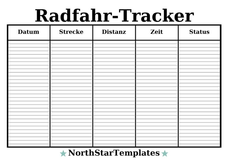 Cycling Tracker — Premium Printable & Editable Template DE EN ES - Etsy