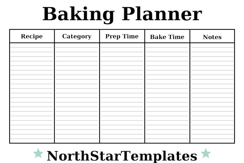 Baking Planner — Premium Printable &amp; Editable Template DE EN ES - Etsy