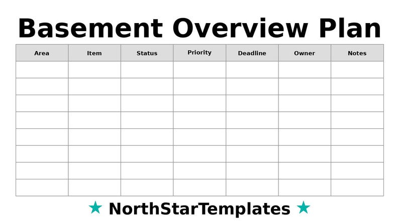 Overview Plan Layout Basement Overview Plan Premium Printable and Editable Template DE EN ES ...