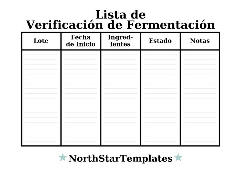 Fermentation Checklist Premium Printable and Editable Template DE EN ES ...
