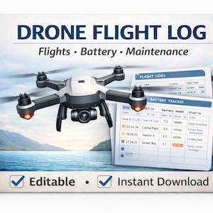 Drone Flight Log Template – UAV Flight Logbook and Maintenance Tracker
