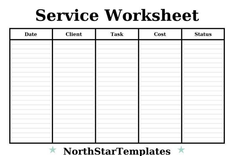 Service Worksheet — Premium Printable & Editable Template DE EN ES - Etsy
