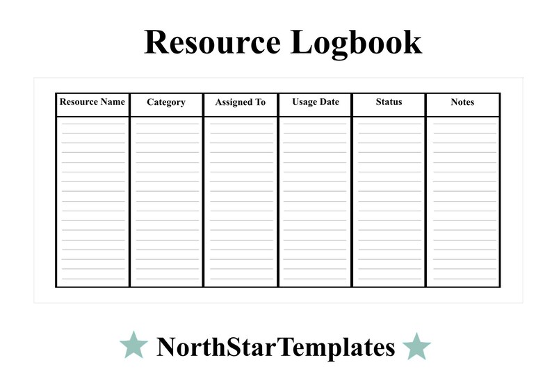Resource Logbook Premium Printable and Editable Template DE EN ES - Etsy