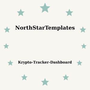 May include: A light beige background with teal stars arranged in a circular pattern. The text "NorthStarTemplates" is centered, with "Krypto-Tracker-Dashboard" below it, also centered.