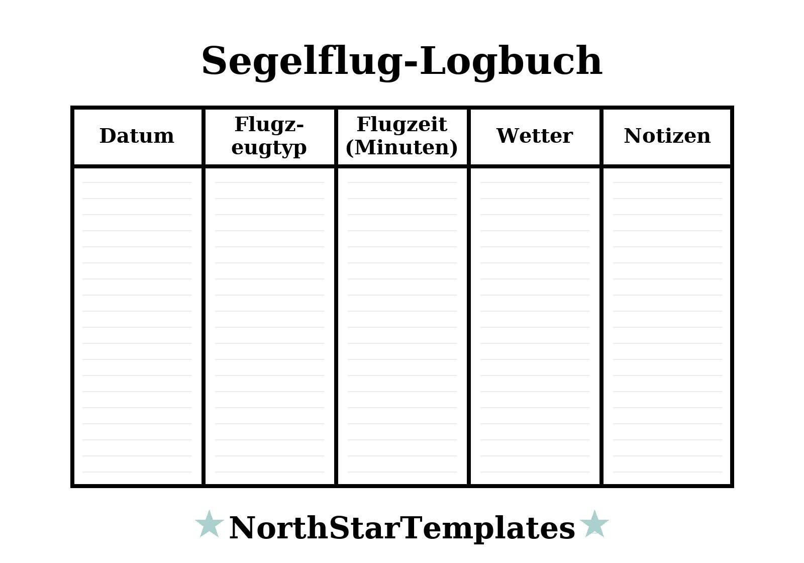 Glider Flight Logbook Premium Printable and Editable Template DE EN ES ...