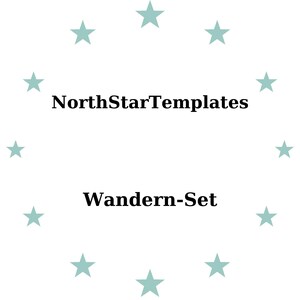 May include: A white background featuring a ring of pale teal stars encircling the text "NorthStarTemplates" above "Wandern-Set" in a bold, black font. The design is minimalist.