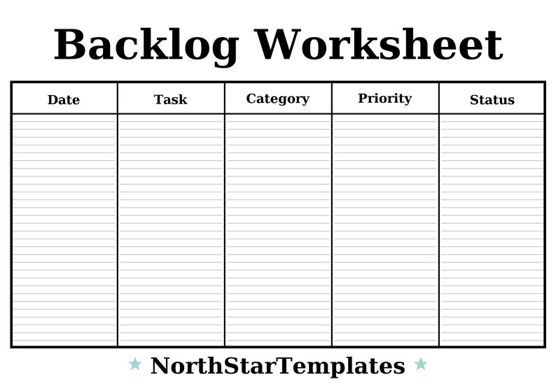 Backlog Forms.pdf Backlog Worksheet — Premium Printable & Editable Template DE EN ES - Etsy