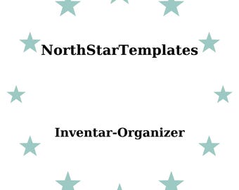 May include: White background with a ring of light teal stars. The text "NorthStarTemplates" is centered above "Inventar-Organizer" in black, sans-serif font. The design suggests a template or organizational tool.