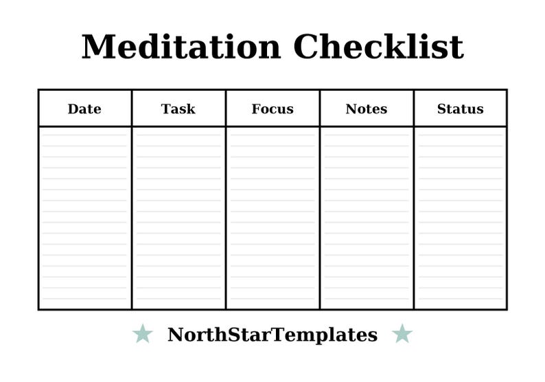 Meditation Checklist Premium Printable and Editable Template DE EN ES - Etsy