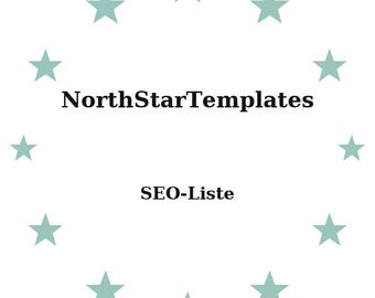 May include: A white background with a circle of light teal stars. The text "NorthStarTemplates" is in black, above the text "SEO-Liste", also in black.