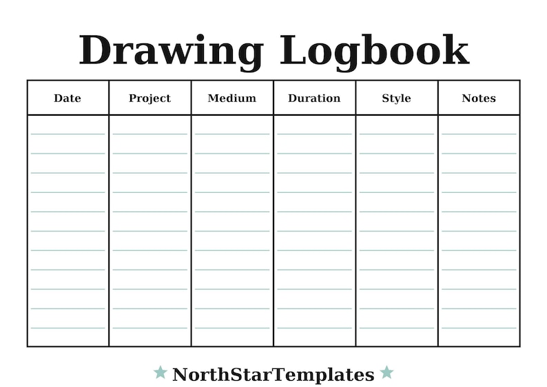 Drawing Logbook Premium Printable and Editable Template DE EN ES - Etsy