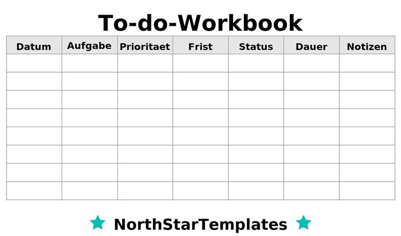 Do Workbook To-do Workbook Premium Printable and Editable Template DE EN ES - Etsy