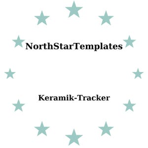 May include: White background with a circle of light teal stars. The text "NorthStarTemplates" is centered at the top, and "Keramik-Tracker" is centered at the bottom in black font.