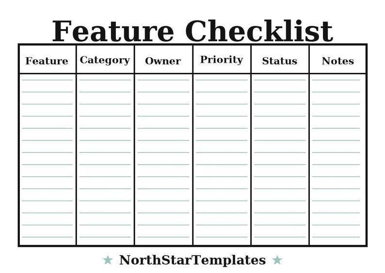Feature Checklist Premium Printable and Editable Template DE EN ES - Etsy