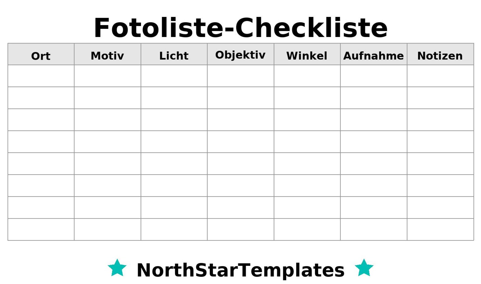 Photo List Checklist Premium Printable and Editable Template DE EN ES ...