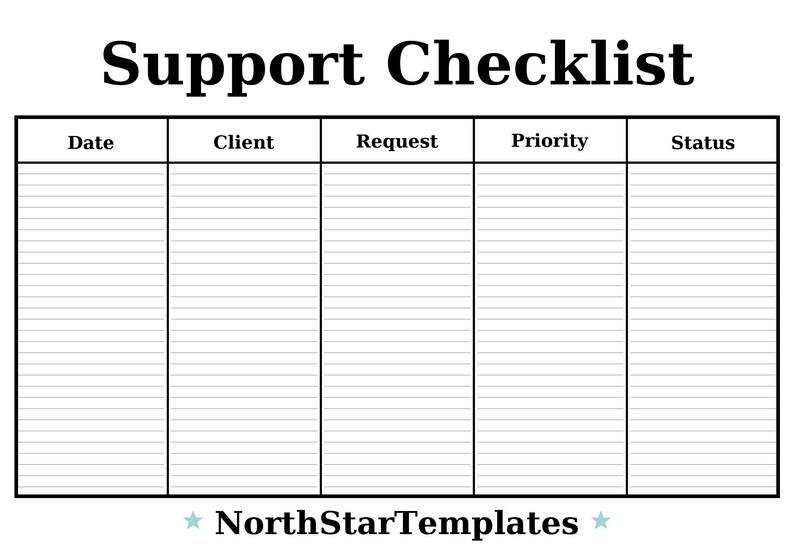 Support Checklist — Premium Printable & Editable Template DE EN ES - Etsy