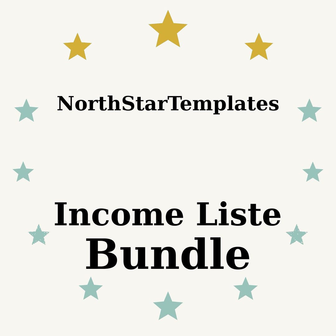 Income List Bundle – 5-piece Complete Set - Etsy