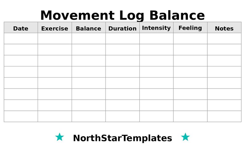 Movement Log Book Example Balance Movement Log Premium Printable and Editable Template DE EN ES ...