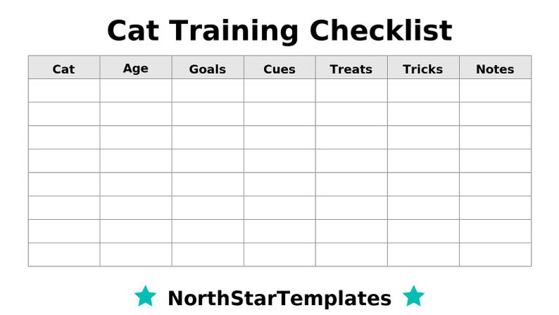 Cat Training Checklist Premium Printable and Editable Template DE EN ES ...