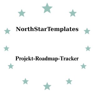 May include: White background with teal stars arranged in a circle. The text "NorthStarTemplates" is above "Projekt-Roadmap-Tracker" in black font. The image is a graphic design.