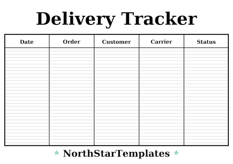 Example Retail Delivery Tracker Delivery Tracker — Premium Printable & Editable Template DE EN ES - Etsy