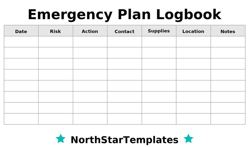 Emergency Plan Logbook Premium Printable and Editable Template DE EN ES ...