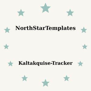 May include: A light beige background with a ring of teal stars. The text "NorthStarTemplates" is centered above "Kaltakquise-Tracker" in a black, sans-serif font. The overall design is simple and clean.