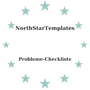 May include: White background with a ring of light teal stars. The text "NorthStarTemplates" is above "Probleme-Checkliste" in black, sans-serif font. The overall design is simple and clean.