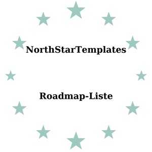 May include: White background with a ring of light teal stars surrounding the text "NorthStarTemplates" above "Roadmap-Liste" in black font. The design is simple and clean.