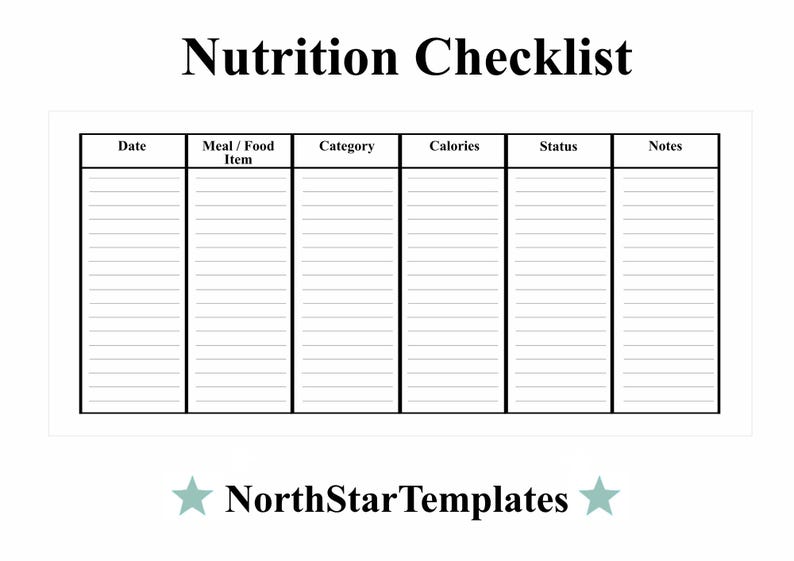 Nutrition Checklist Questionnaire.pdf Nutrition Checklist Premium Printable and Editable Template DE EN ES ...