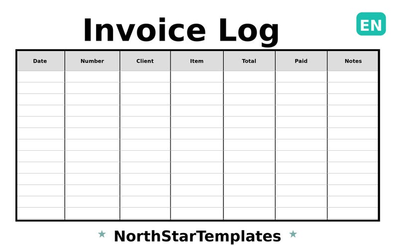 Invoice Log Label Invoice Log Premium Printable and Editable Template DE EN ES - Etsy