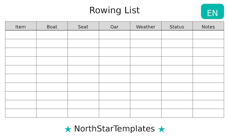 Rowing List Premium Printable and Editable Template DE EN ES - Etsy