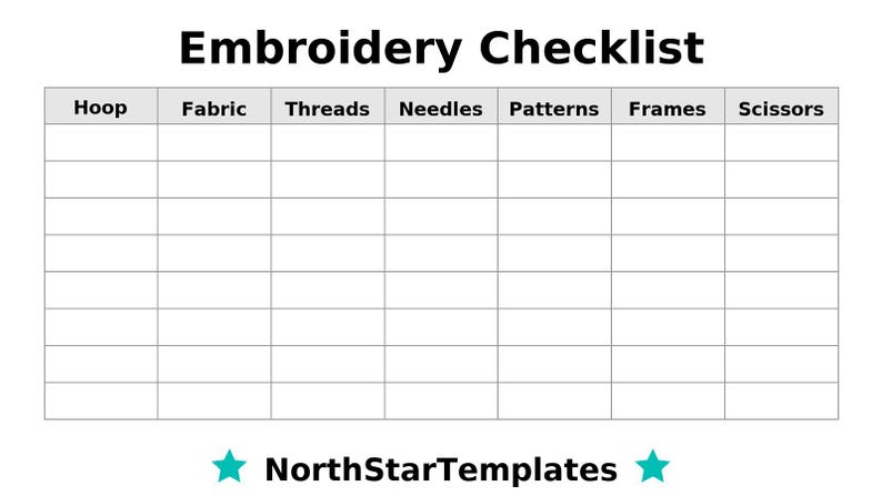 Embroidery Checklist Premium Printable and Editable Template DE EN ES - Etsy