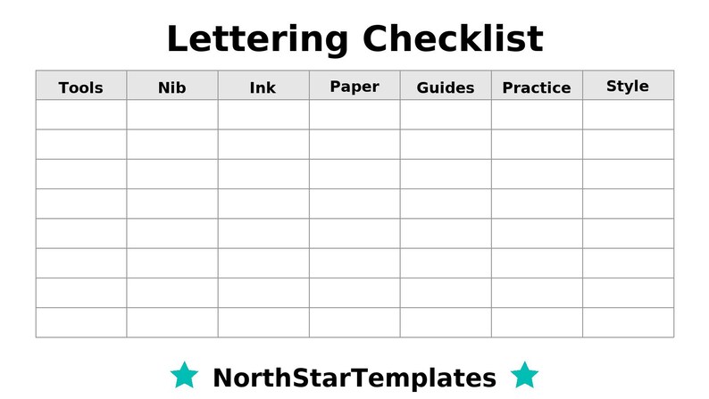 Am Checklist Lettering Lettering Checklist Premium Printable and Editable Template DE EN ES - Etsy
