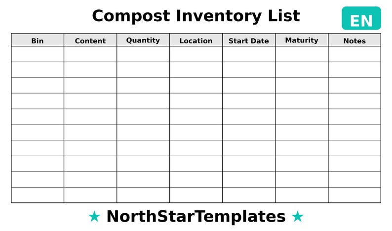 Compost Tracking Form Compost Inventory List Premium Printable and Editable Template DE EN ES ...