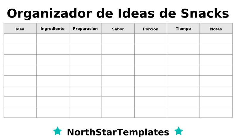 Snack Ideas Organizer Premium Printable and Editable Template DE EN ES ...